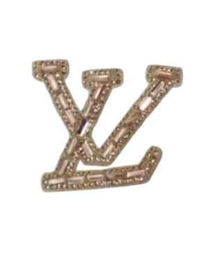 Gold glass L iron on rhinestone patches