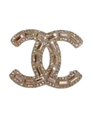 Glass gold C iron on rhinestone patches